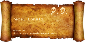 Pécsi Donald névjegykártya